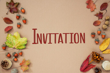 Fototapeta na wymiar Autumn Background with Text Invitation