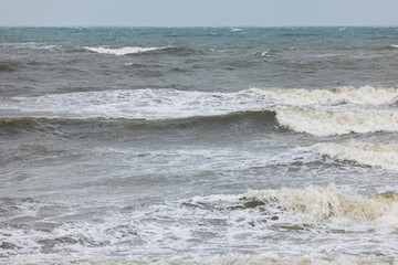 Sea wave with dirty sea water