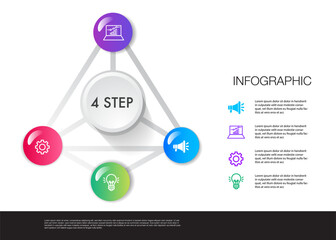 Infographic template 4 step analysis for marketing can apply diagram framework vision