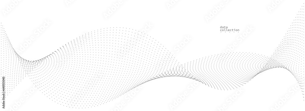 Poster grey airy particles flow vector design, abstract background with wave of flowing dots array, digital