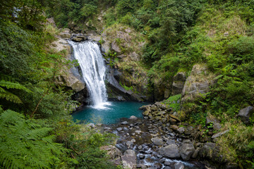 Fototapeta na wymiar Forest waterfall in neidong national forest recreation area of taiwan