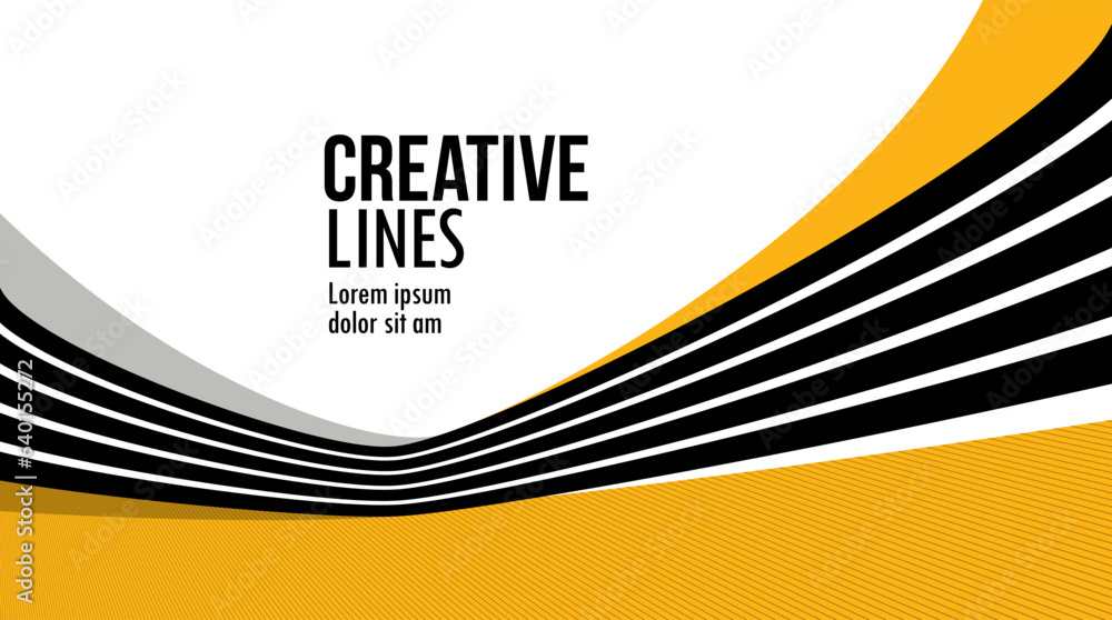 Poster 3d lines in motion vector abstract background, creative and dimensional curved stripes dynamic compo
