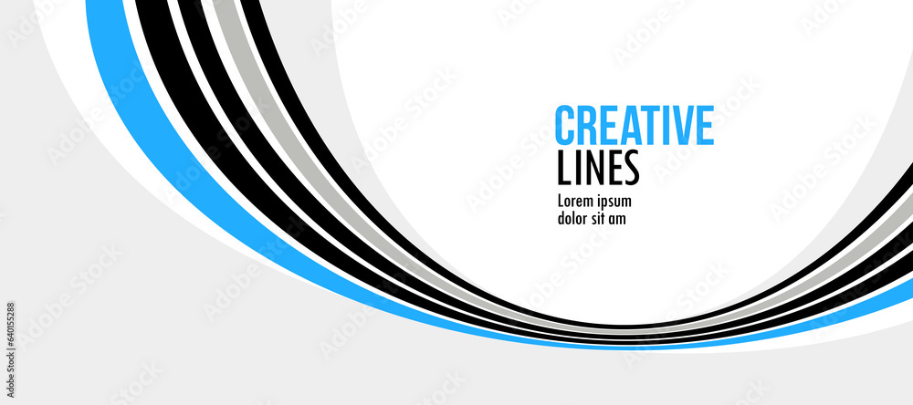 Poster 3d lines in motion vector abstract background, creative and dimensional curved stripes dynamic compo