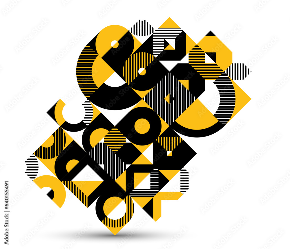 Aufkleber abstract geometric vector background, modular tiling stripy art with circles and other shapes, retro