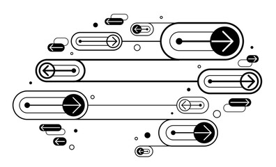 Abstract technology system connections vector geometric background, future tech dynamic composition, minimalistic modern network with arrows.