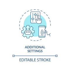 2D editable additional settings thin line blue icon concept, isolated vector, illustration representing voice assistant.