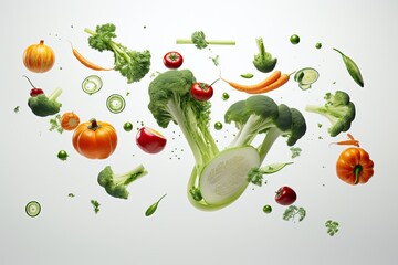 Vegetables Splash on White Background