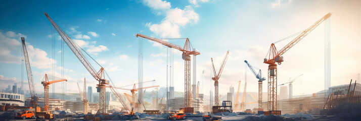cranes lifting large construction materials. Generative AI
