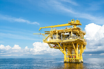 Offshore oil and gas wellhead remote platform which produced raw material for sent to onshore...