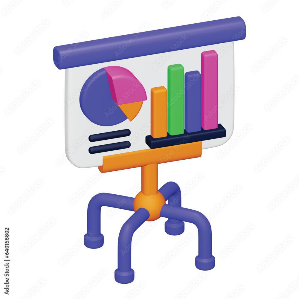 Poster analysis 3d rendering isometric icon.