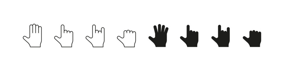 Hand gesture icon set. Finger pointing symbol collection.