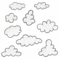 Fotobehang Hand drawn set of clouds. Silver marker © Liska