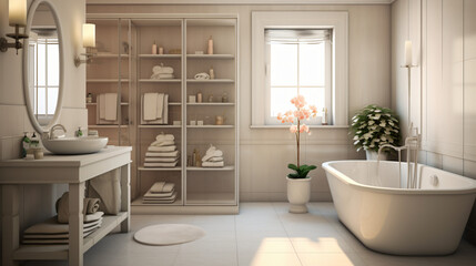 Fototapeta na wymiar Clean bathroom interior with decorative objects