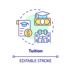 2D editable tuition thin line icon concept, isolated vector, multicolor illustration representing athletic scholarship.