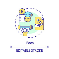 2D editable fees thin line icon concept, isolated vector, multicolor illustration representing athletic scholarship.