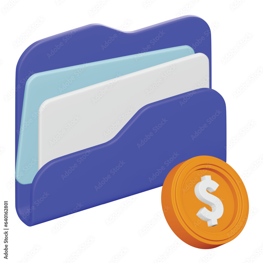 Poster finance folder 3d rendering isometric icon.