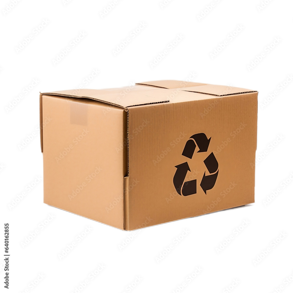 Wall mural cardboard box with recycling symbol