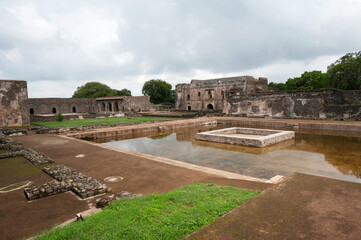 Nahar Jharokha and Hindola Mahal, situated in the fort, built by Sultan Ghiyasuddin Khilji, Mandu, Madhya Pradesh, India