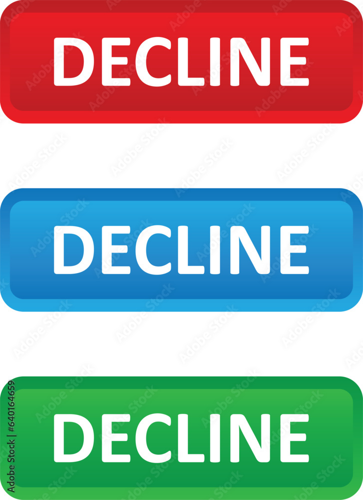 Poster decline vector web button. web button with action of decline. ui button concept. vector illustration