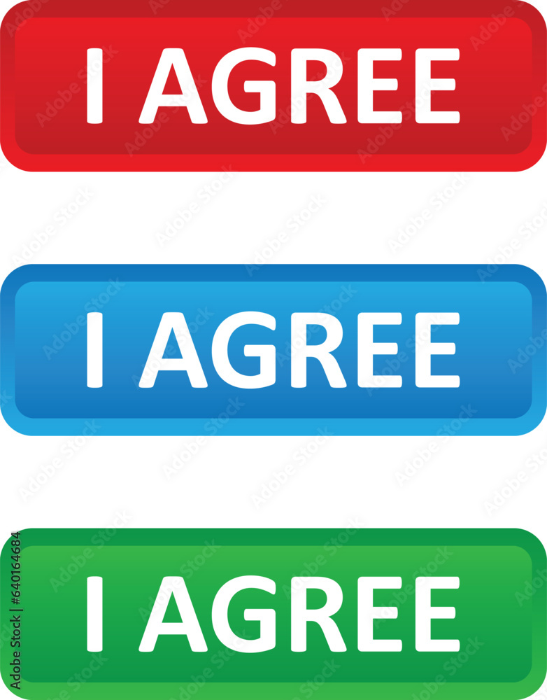 Poster i agree vector web button. Web button with action of i agree . UI button concept. Vector illustration