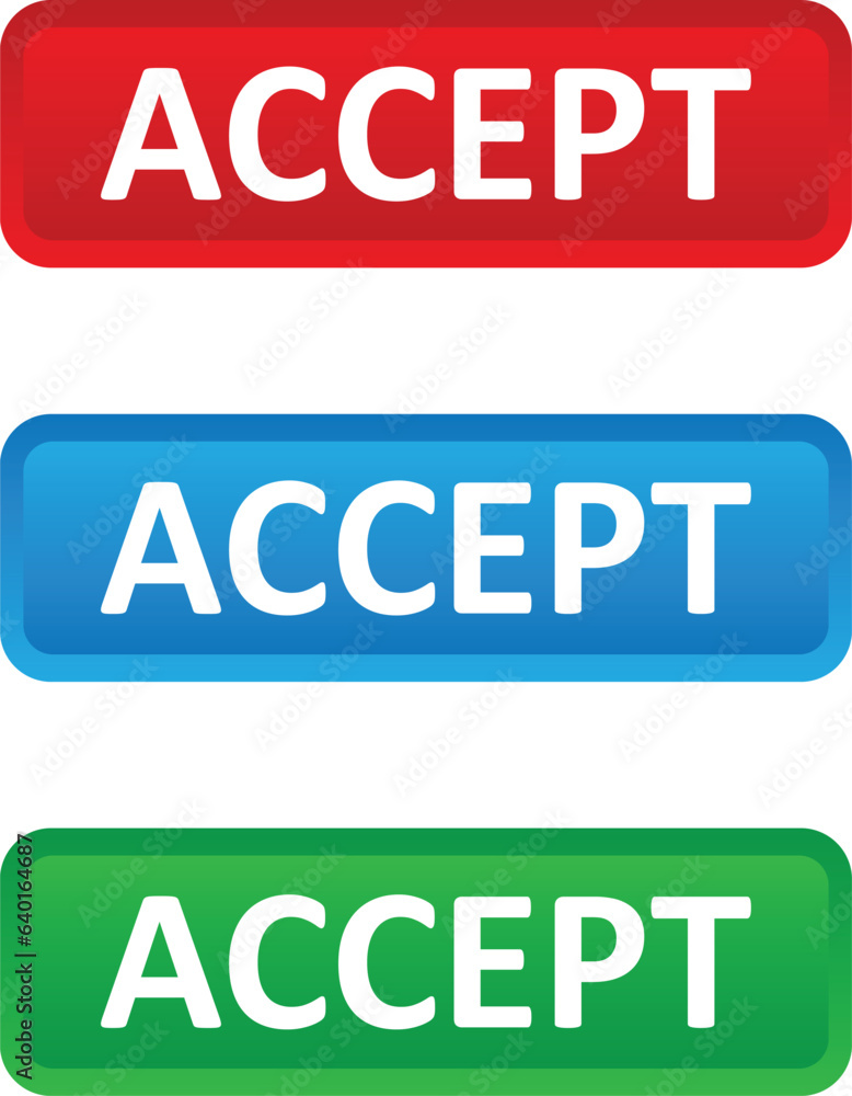 Poster accept vector web button. Web button with action of accept. UI button concept. Vector illustration