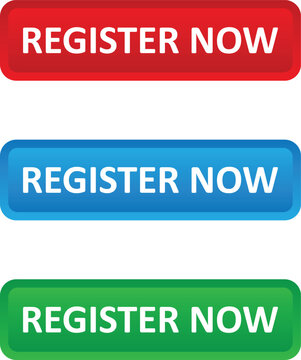 register now vector web button. Web button with action of register now. UI button concept. Vector illustration