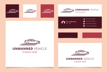 Unmanned vehicle logo design with editable slogan. Branding book and business card template.