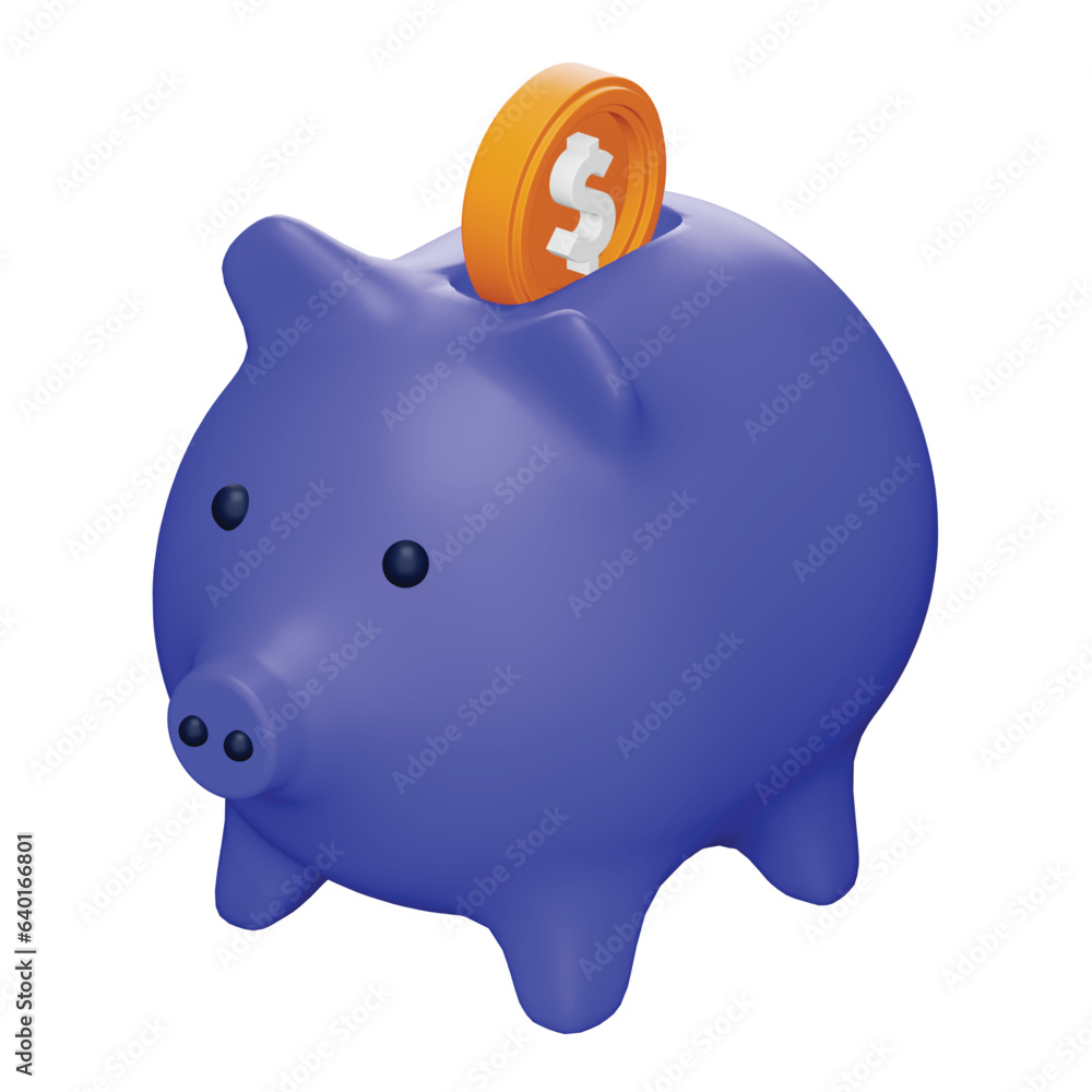 Aufkleber saving money 3d rendering isometric icon.
