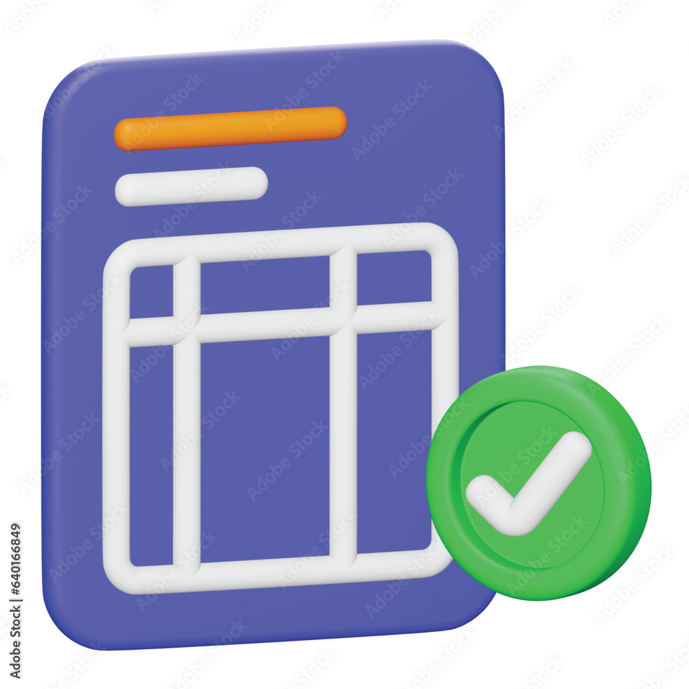 Poster spreadsheet 3d rendering isometric icon.