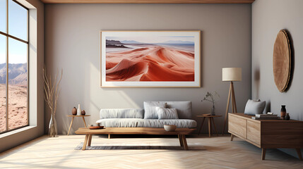 A minimalist room with a coastal theme