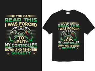 Video gaming typography t-shirt design vector template design