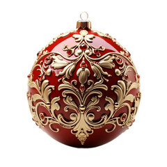Fototapeta premium Christmas bauble png. Bespoke extravagant Christmas bauble. Xmas. Bauble. Red and gold Xmas bauble png. Christmas isolated
