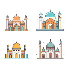 mosque or masjid vector illustration clipart sticker vector png for milad un nabi or ramdan eid mubarak