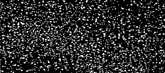 Snow, stars, twinkling lights, rain drops on black background. Abstract vector noise. Small particles of debris and dust. Distressed uneven grunge texture overlay.