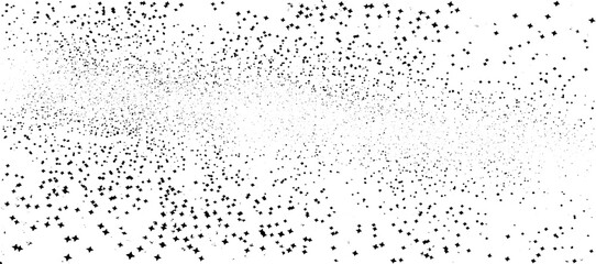 Snow, stars, twinkling lights, rain drops on black background. Abstract vector noise. Small particles of debris and dust. Distressed uneven grunge texture overlay.