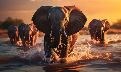 Foto op Aluminium elephants in the water © Imaginaition Art