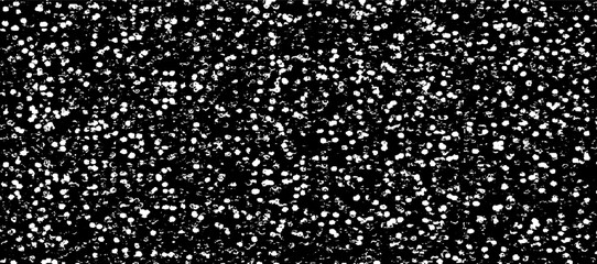 Snow, stars, twinkling lights, rain drops on black background. Abstract vector noise. Small particles of debris and dust. Distressed uneven grunge texture overlay.