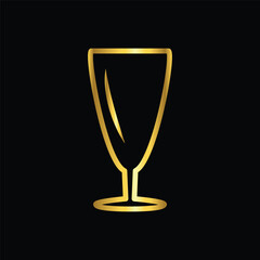 gold color wine glass icon, vector, template, logo, trendy, collection, flat, design