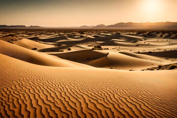 Fototapeta na wymiar A desert landscape stretches as far as the eye can see 