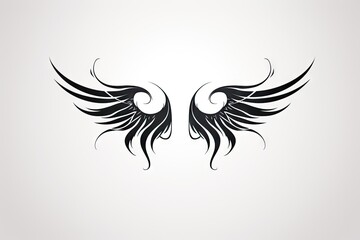 Heavenly soar. Black angelic winged on white background isolated. Eagle flight. Emblem of power and majesty. Skyward bound. Symbolic feathers in art