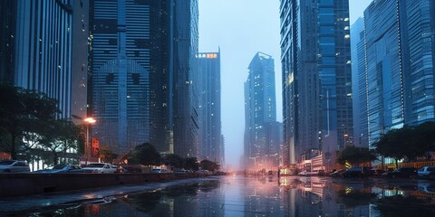 Fototapeta premium Modern skyscrapers in the business district, Xiamen, China.