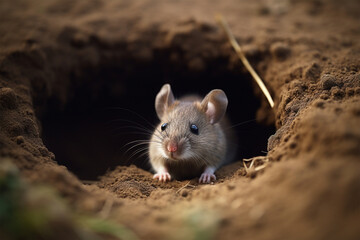 Naklejka na ściany i meble a mouse nesting in the ground