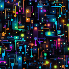  Illustration of abstract design, no people, collorful, simple, neon, glow in the dark - Seamless tile. Endless and repeat print.
