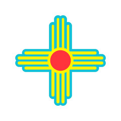 Native Americans sun Zia symbol. Isolated vector icon