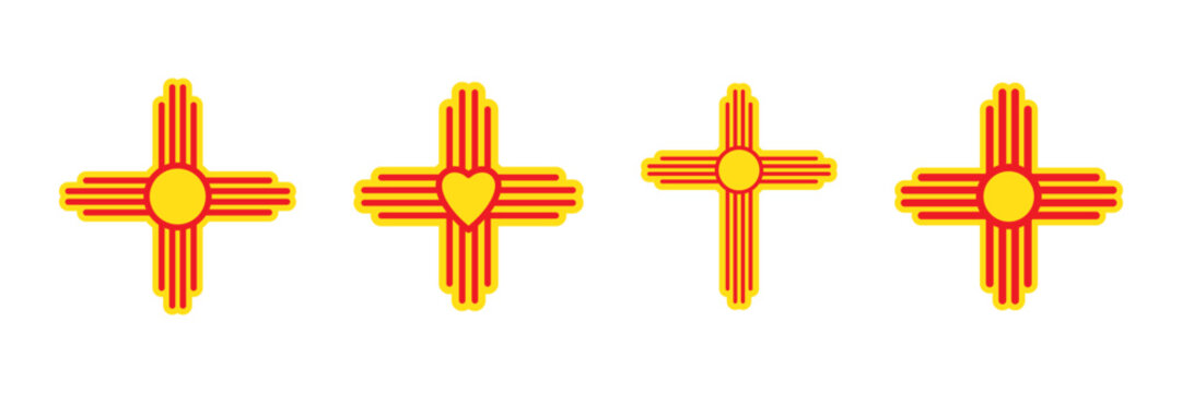 Native Americans sun Zia symbol. Isolated vector icon