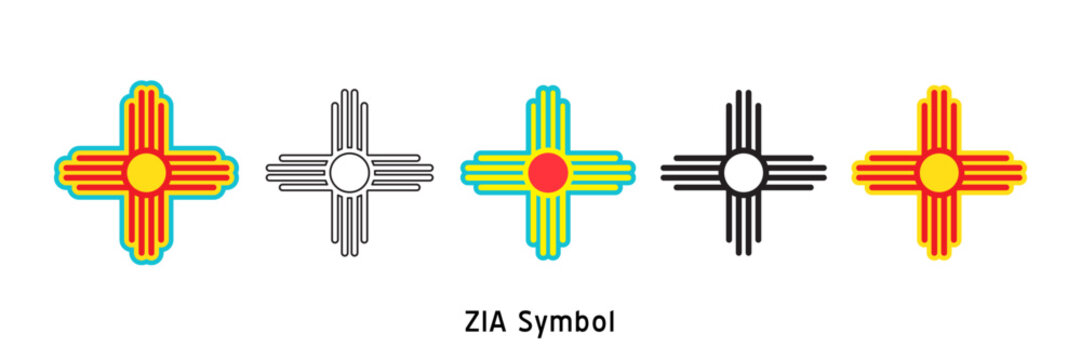 Native Americans sun Zia symbol. Isolated vector icon