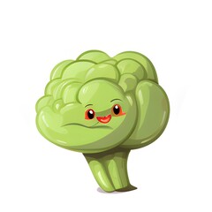 vegetables salad broccoli white background cute cartoon