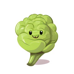 vegetables salad broccoli white background cute cartoon