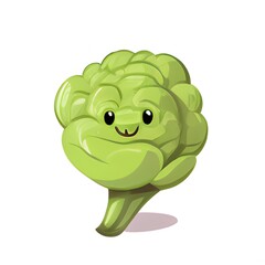 Naklejka premium vegetables salad broccoli white background cute cartoon