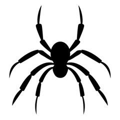 Black silhouette spider icon. Vector illustration isolated on white background